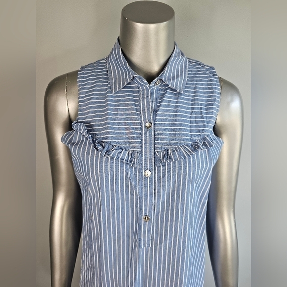 Abercrombie & Fitch NWOT Blue with White PinStripes Sleeveless Tunic Size XS - Picture 3 of 9